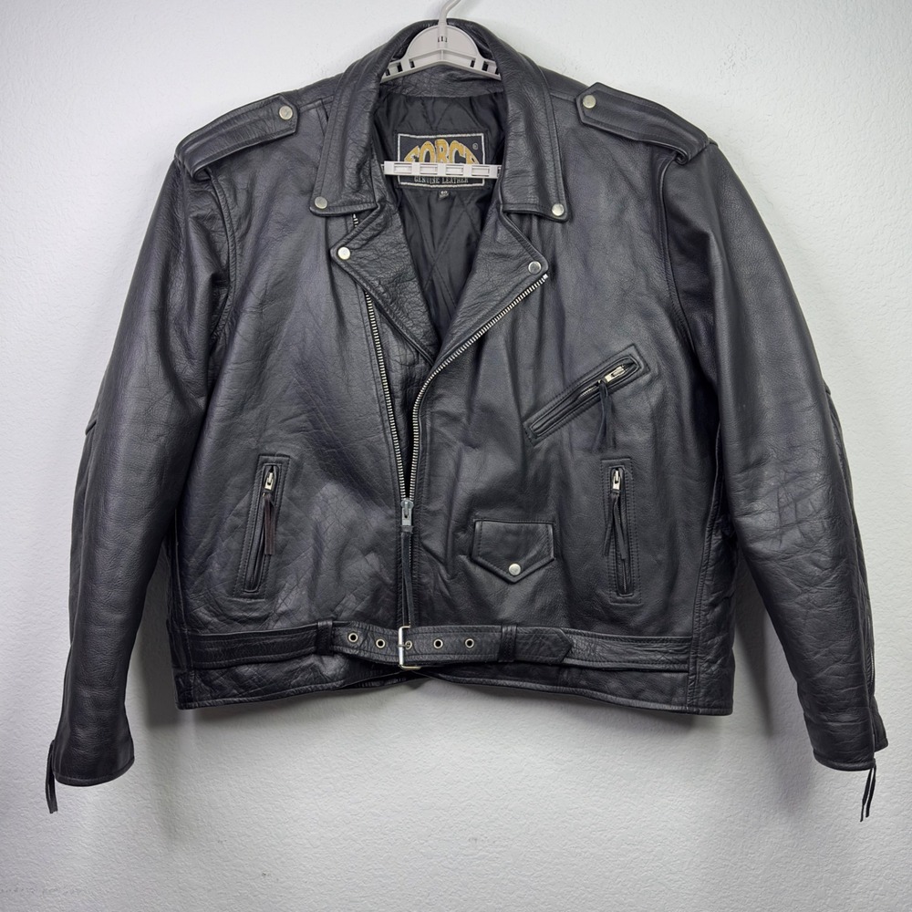Vintage Force Leather Jacket‎ Mens 60/4XL Motorcycle Biker Zip Grunge Oversized